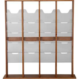 Update Display vloerstandaard WoodMagazine, 40 x DIN A4, dubbelzijdig, beukenhout, acrylglas, vrijstaand, beuken