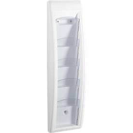 Paperflow Quickfit folderwandhouder, 5 vakken in DIN 1/3 A4 formaat, B 168 x D 95 x H 650 mm, polystyreen, wit