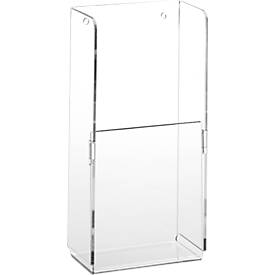 Wandfolderhouder - plexiglas - B 120 x D 75 x H 240 mm- transparant - voor 1/3 A4 formaat - set van 2 stuks