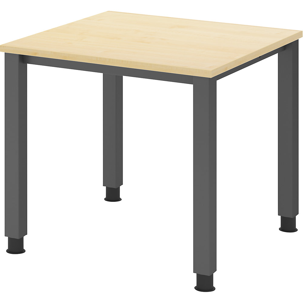 Eurokraft pro Bureautafel, onderstel met 4 poten, breedte 800 mm, grafiet / esdoornhout