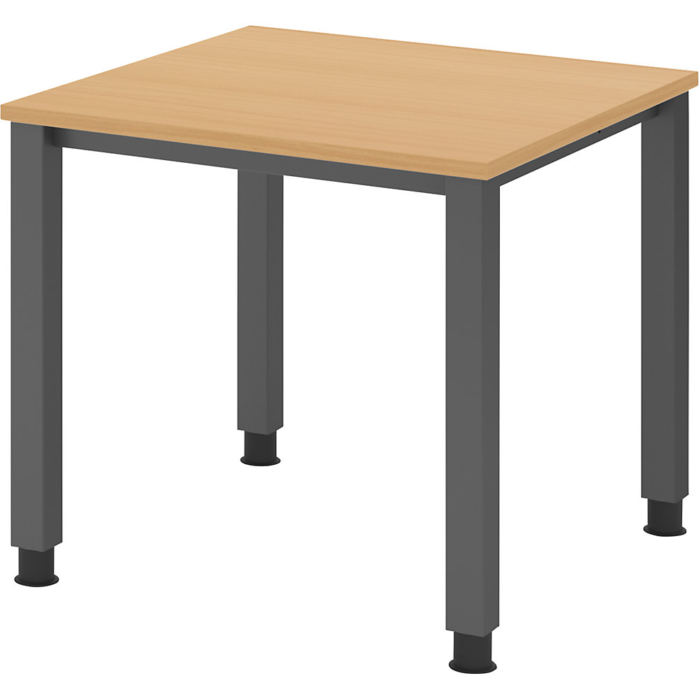 Eurokraft pro Bureautafel, onderstel met 4 poten, breedte 800 mm, grafiet / beukenhout