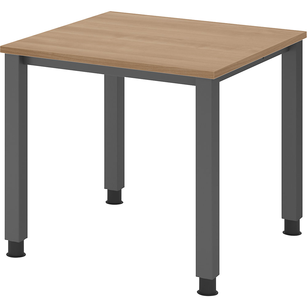 Eurokraft pro Bureautafel, onderstel met 4 poten, breedte 800 mm, grafiet / notenhout
