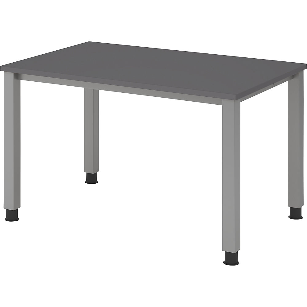 Eurokraft pro Bureautafel, onderstel met 4 poten, breedte 1200 mm, aluminiumzilver / grafiet
