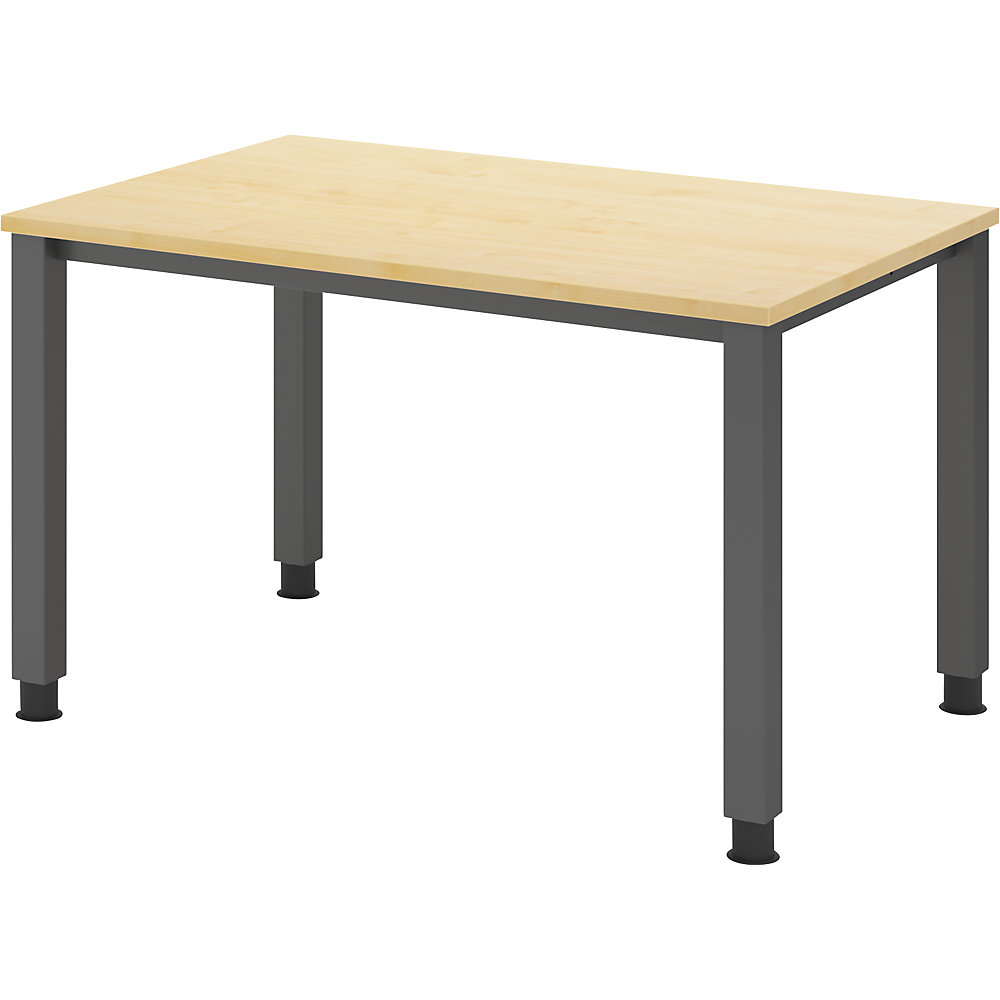 Eurokraft pro Bureautafel, onderstel met 4 poten, breedte 1200 mm, grafiet / esdoornhout