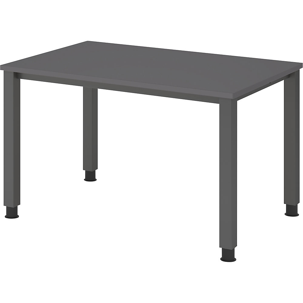 Eurokraft pro Bureautafel, onderstel met 4 poten, breedte 1200 mm, grafiet / grafiet
