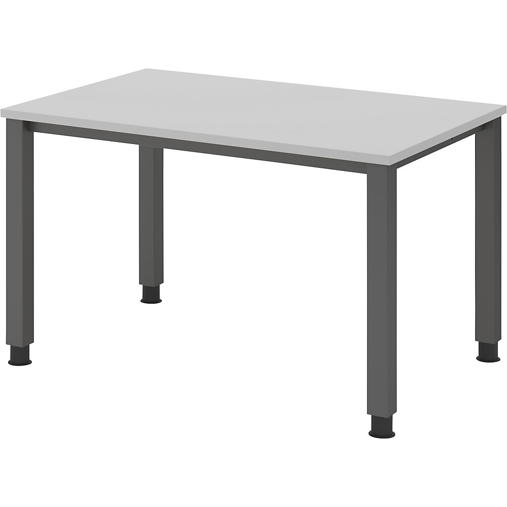 Eurokraft pro Bureautafel, onderstel met 4 poten, breedte 1200 mm, grafiet / lichtgrijs