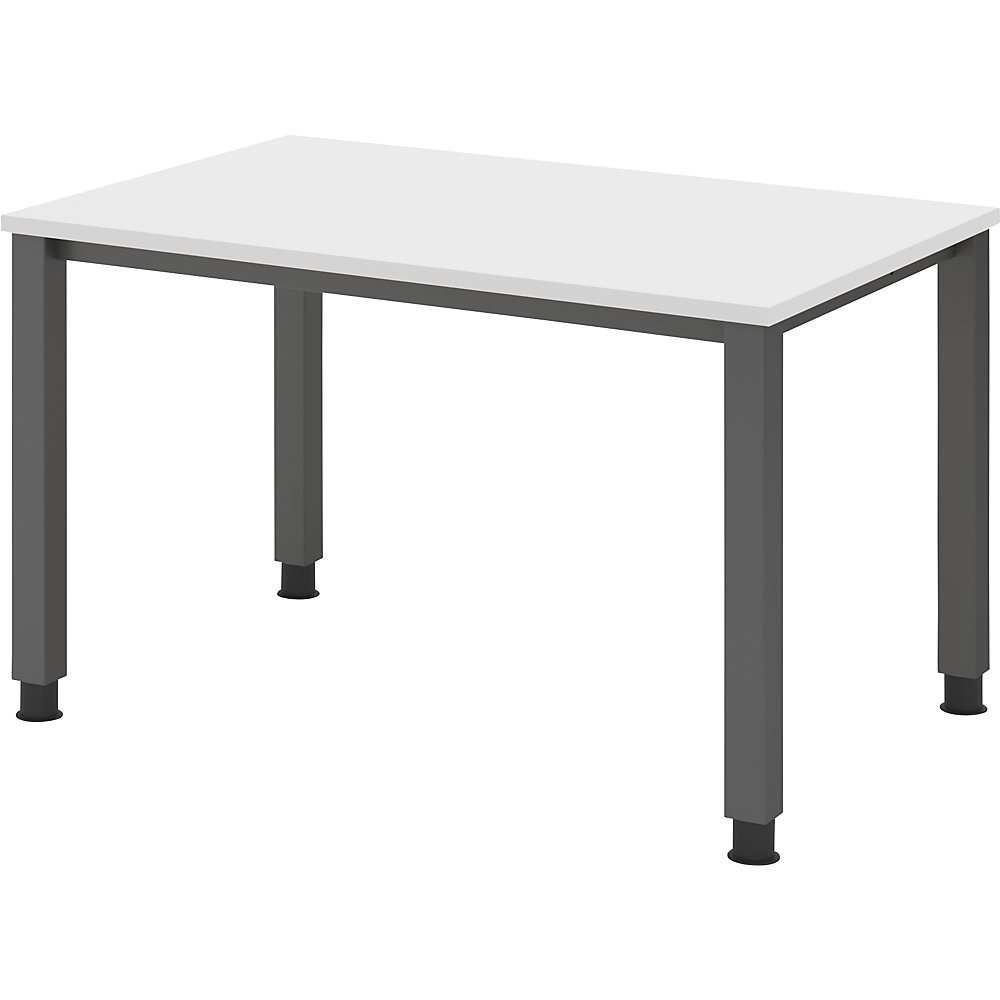 Eurokraft pro Bureautafel, onderstel met 4 poten, breedte 1200 mm, grafiet / wit