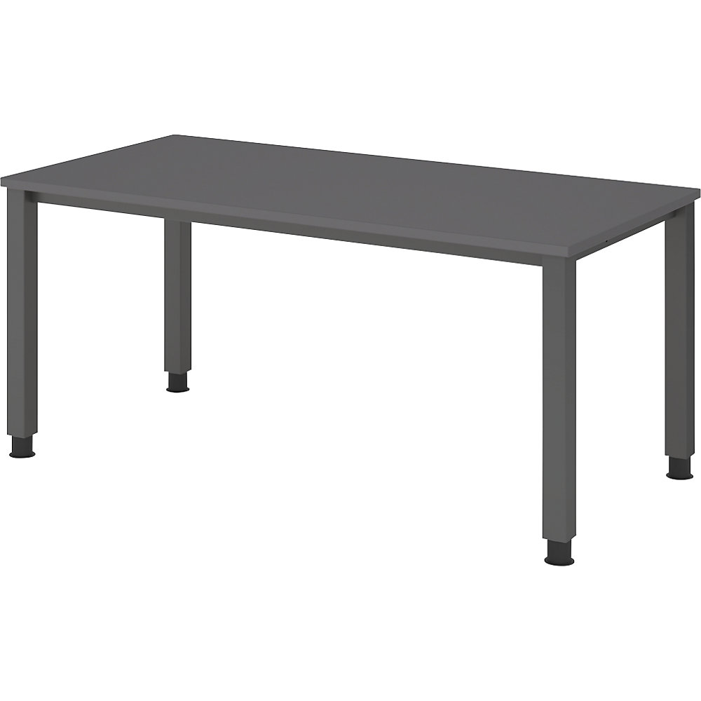 Eurokraft pro Bureautafel, onderstel met 4 poten, breedte 1600 mm, grafiet / grafiet