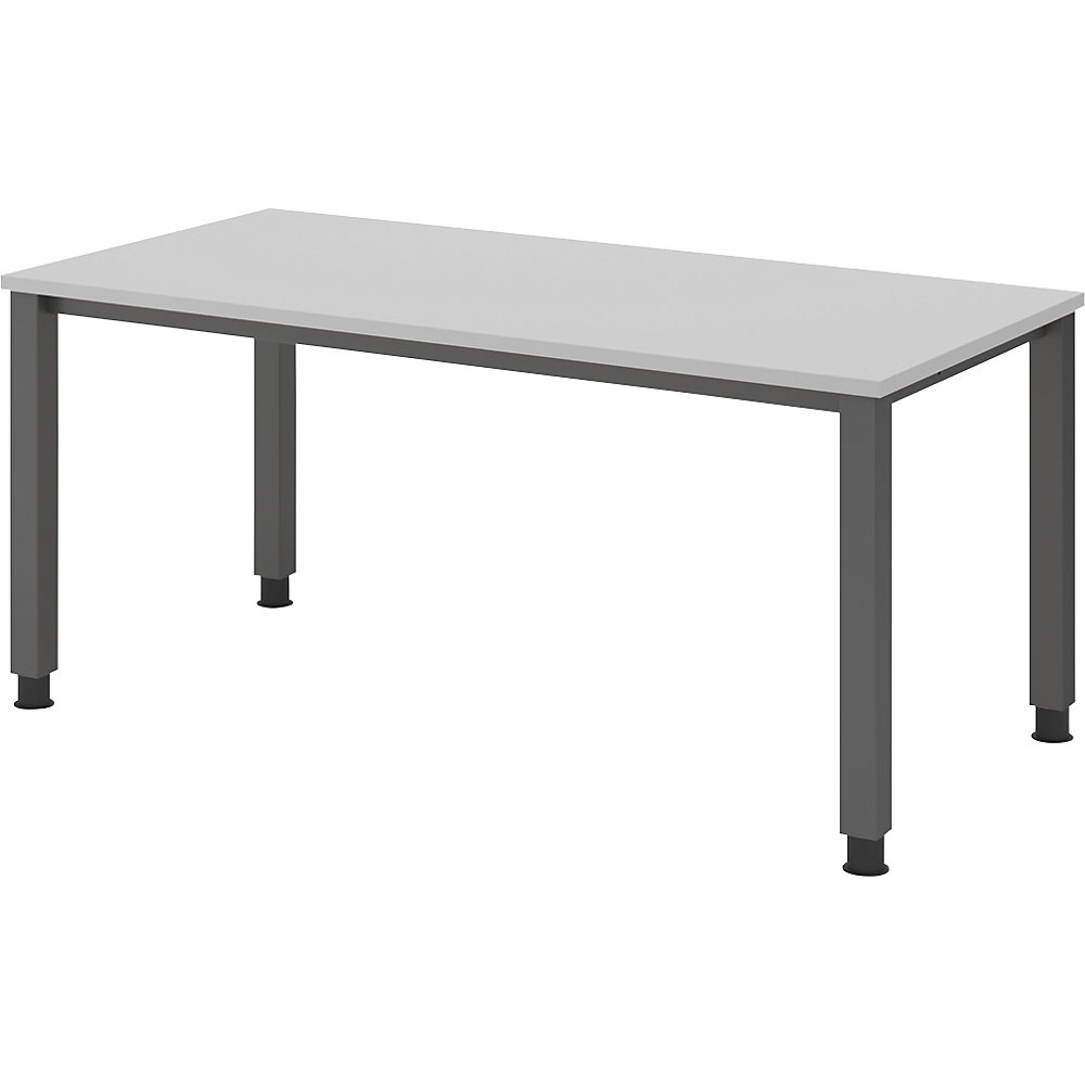 Eurokraft pro Bureautafel, onderstel met 4 poten, breedte 1600 mm, grafiet / lichtgrijs