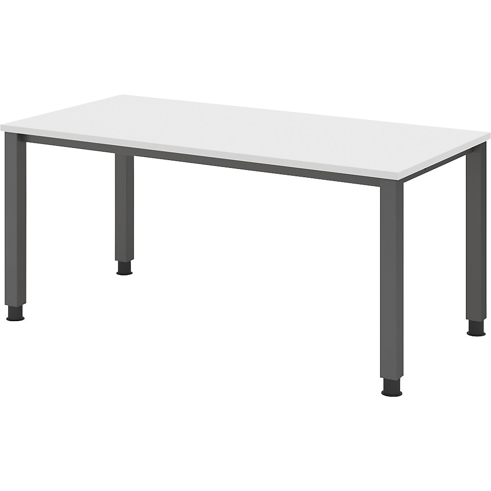 Eurokraft pro Bureautafel, onderstel met 4 poten, breedte 1600 mm, grafiet / wit