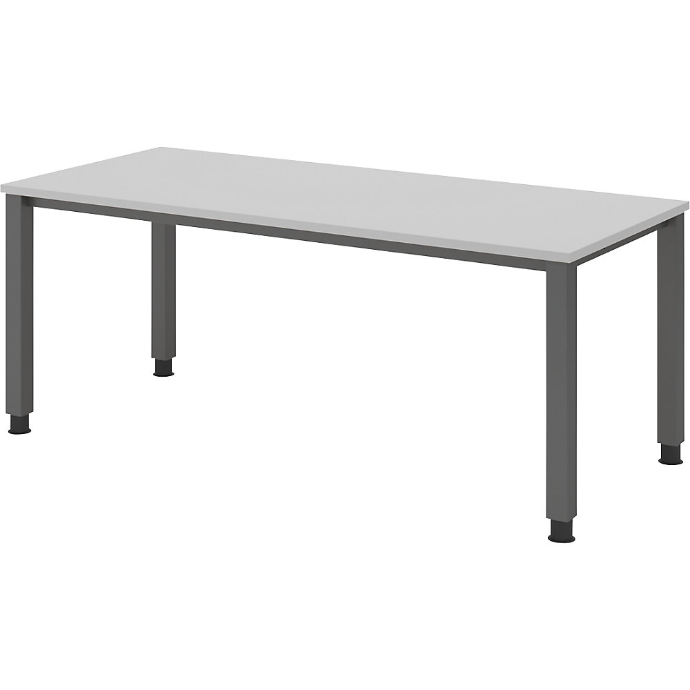 Eurokraft pro Bureautafel, onderstel met 4 poten, breedte 1800 mm, grafiet / lichtgrijs