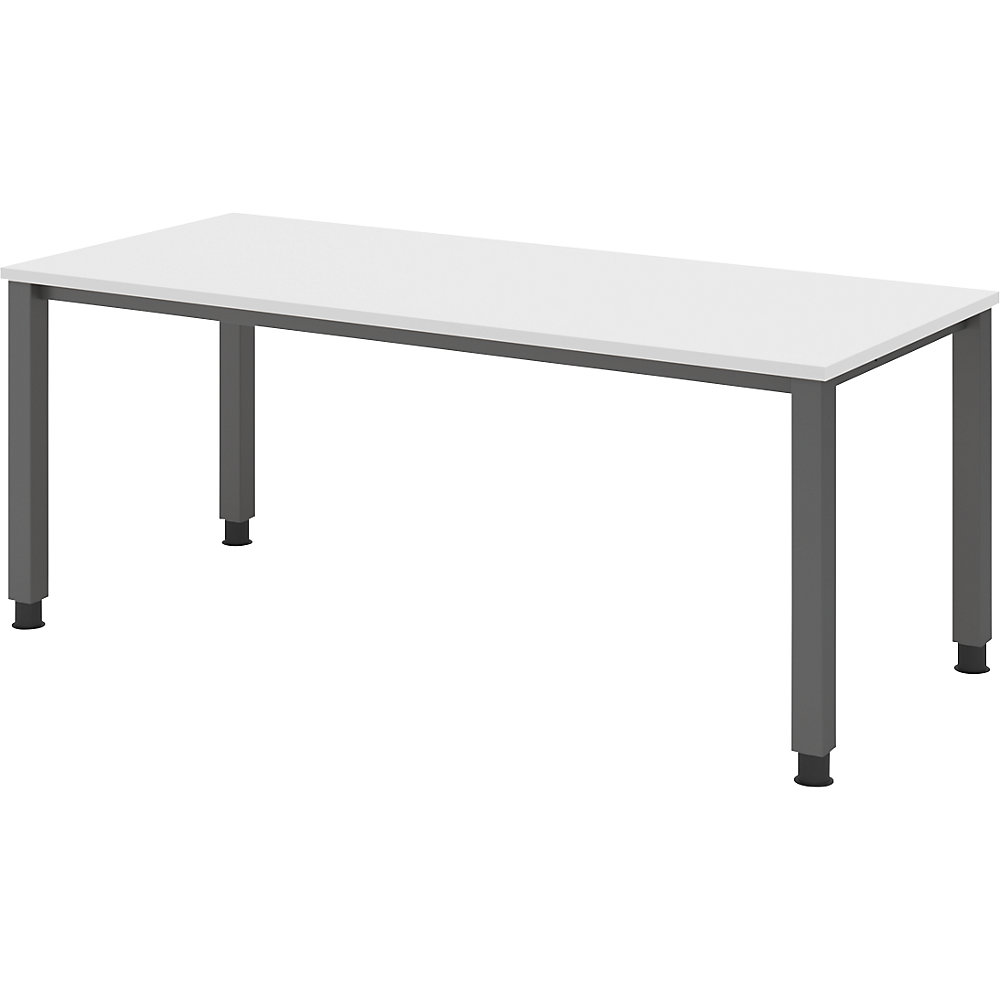 Eurokraft pro Bureautafel, onderstel met 4 poten, breedte 1800 mm, grafiet / wit