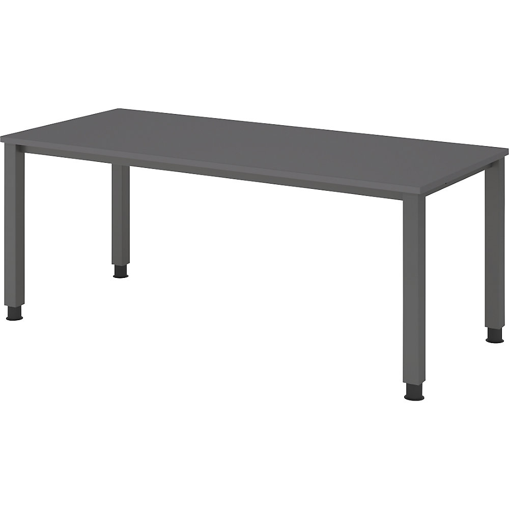 Eurokraft pro Bureautafel, onderstel met 4 poten, breedte 1800 mm, grafiet / grafiet