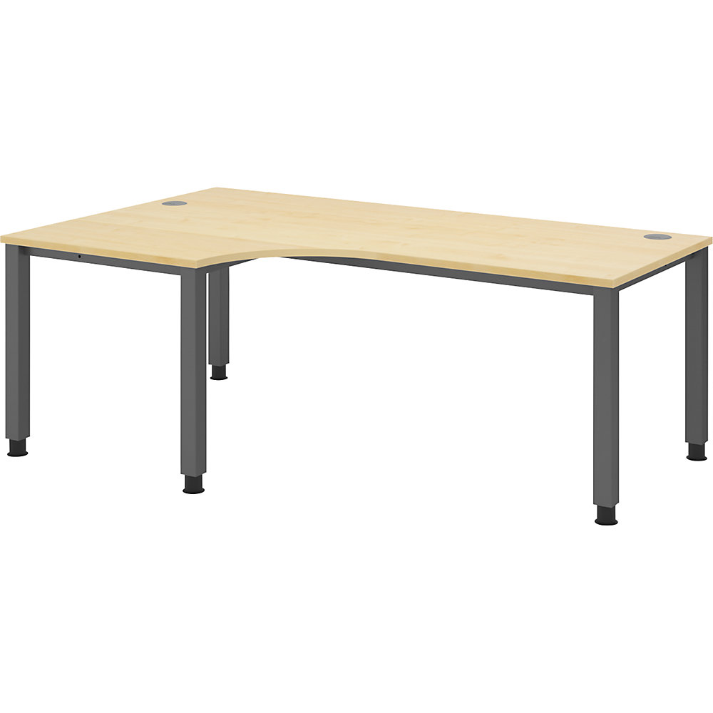Eurokraft pro Bureautafel, hoektafel, breedte 2000 mm, grafiet / ahornhout