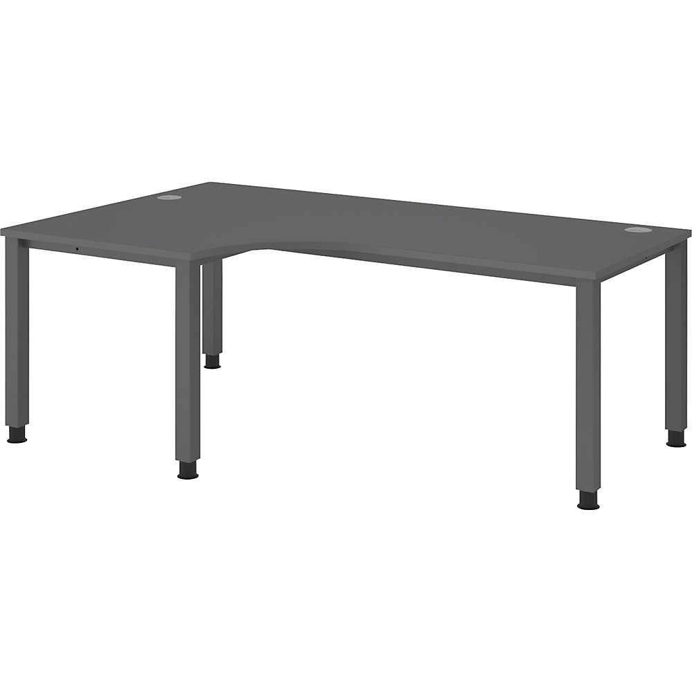 Eurokraft pro Bureautafel, hoektafel, breedte 2000 mm, grafiet / grafiet