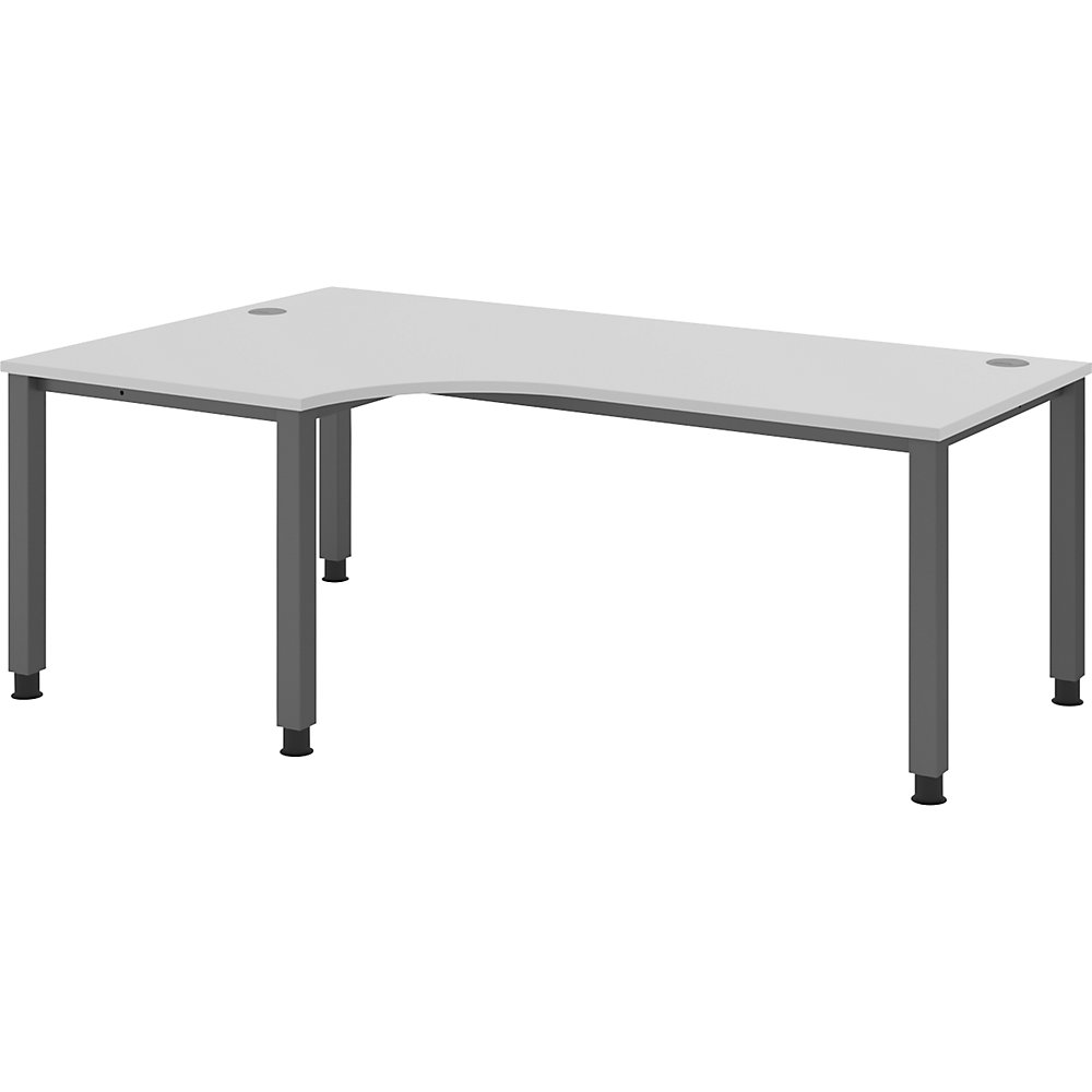 Eurokraft pro Bureautafel, hoektafel, breedte 2000 mm, grafiet / lichtgrijs