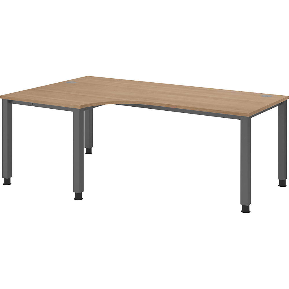 Eurokraft pro Bureautafel, hoektafel, breedte 2000 mm, grafiet / notenhout