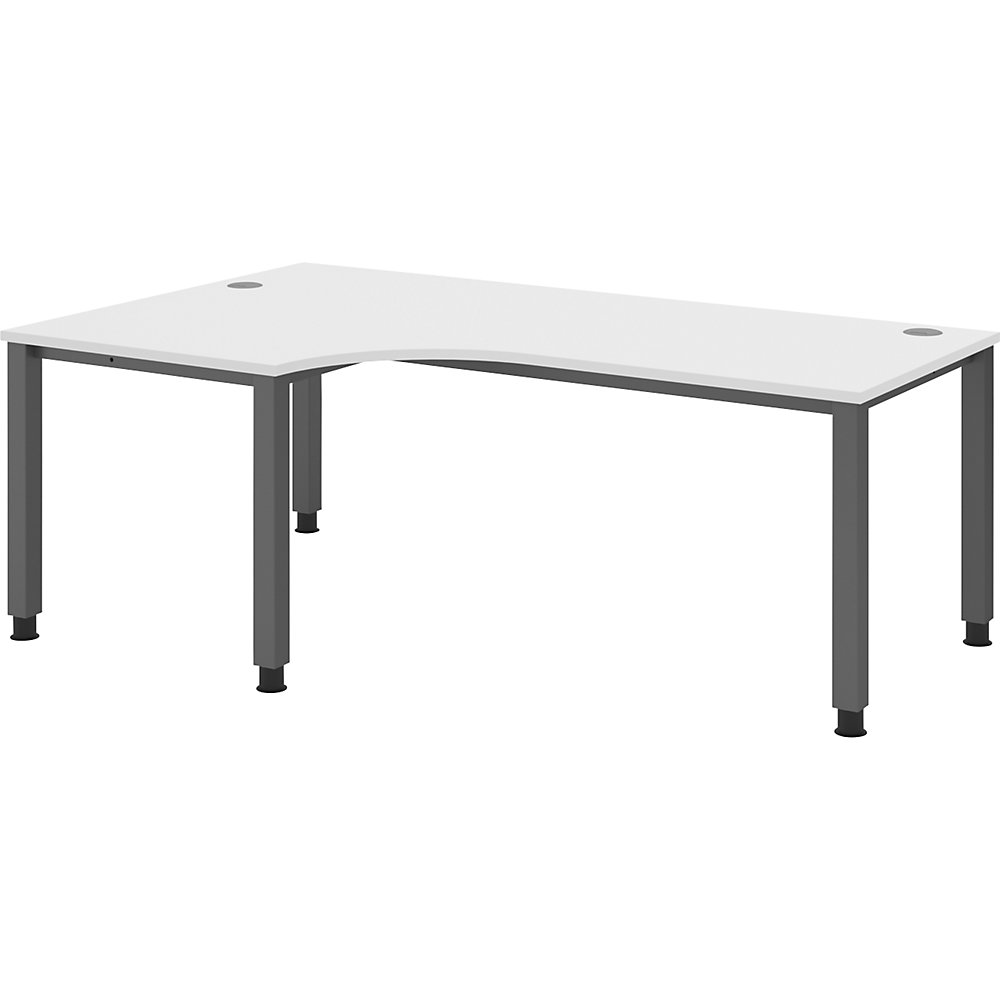 Eurokraft pro Bureautafel, hoektafel, breedte 2000 mm, grafiet / wit