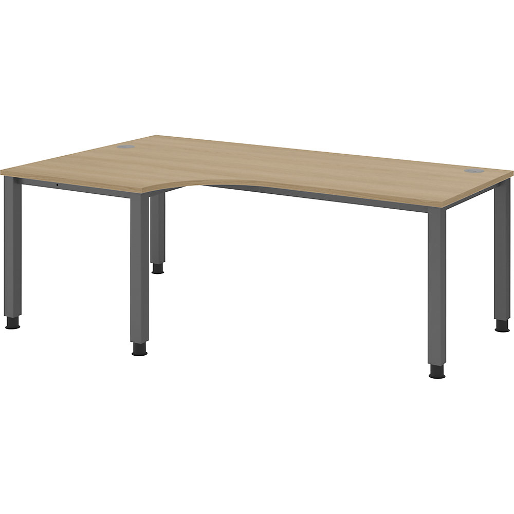 Eurokraft pro Bureautafel, hoektafel, breedte 2000 mm, grafiet / eikenhout