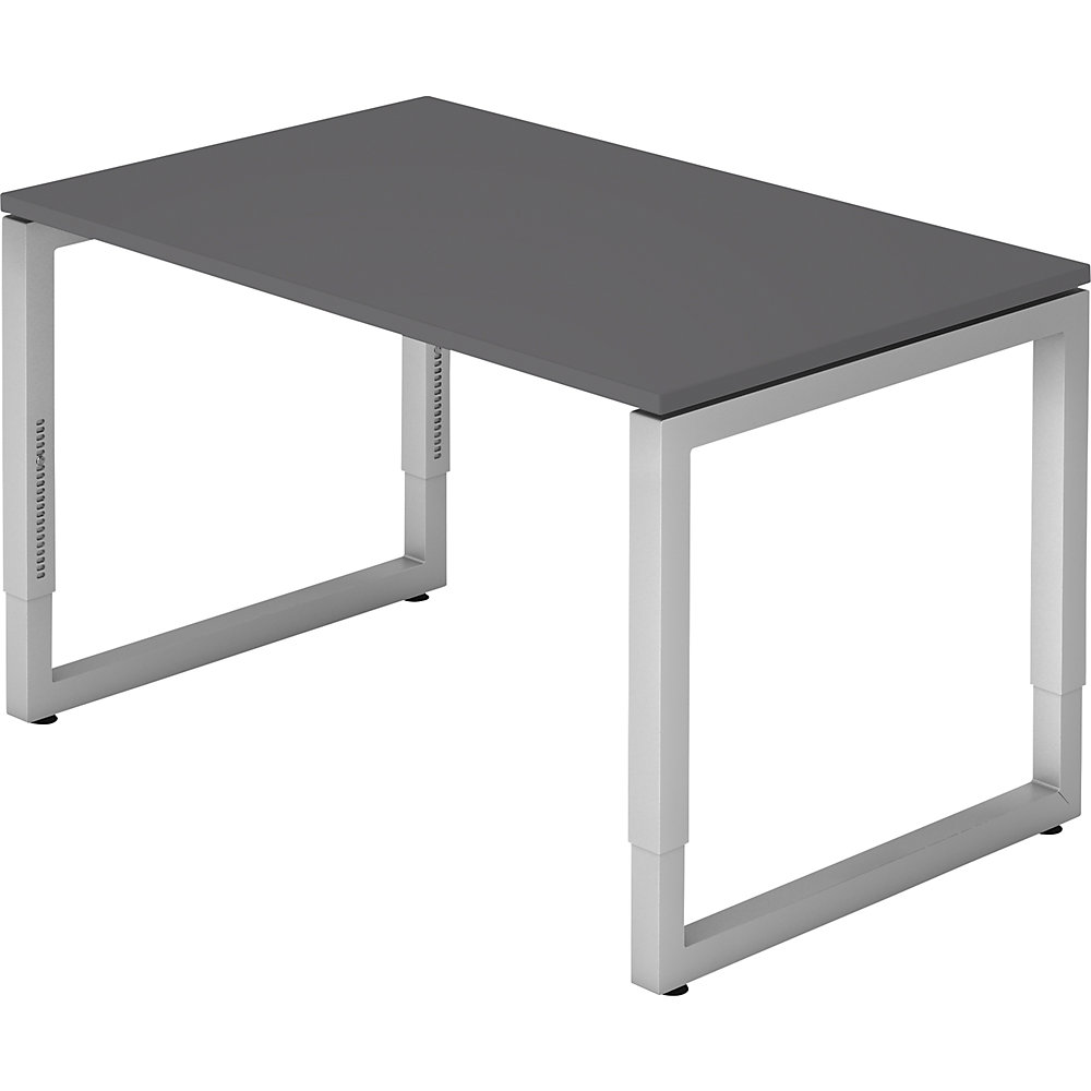 Eurokraft pro Bureautafel met frame van vierkante staalbuis, hoogte 650 - 850 mm, b x d = 1200 x 800 mm, ahornhout / aluminiumzilver