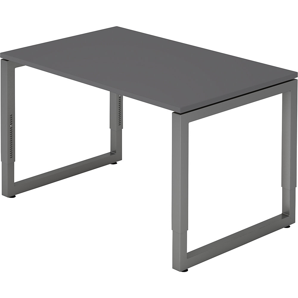 Eurokraft pro Bureautafel met frame van vierkante staalbuis, hoogte 650 - 850 mm, b x d = 1200 x 800 mm, grafiet / grafiet