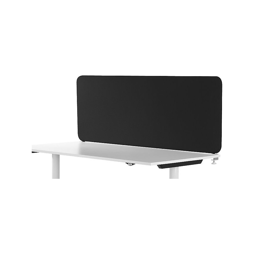 Akoestische bureauscheidingswand Softline Event, boven gemonteerd, h x d = 450 x 30 mm, textiel, breedte 1000 mm, zwart