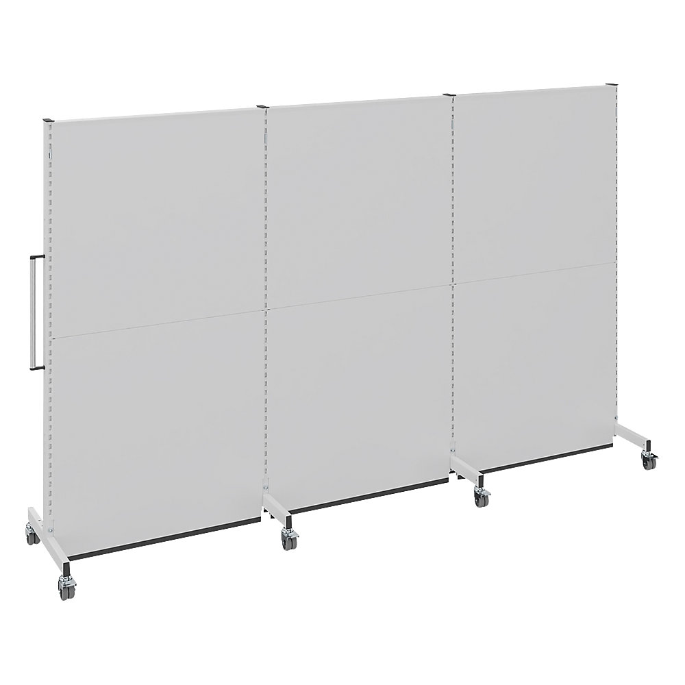 Mobiele akoestische wand, voor industrie en kantoor, l x b x h = 3000 x 740 x 2021 mm