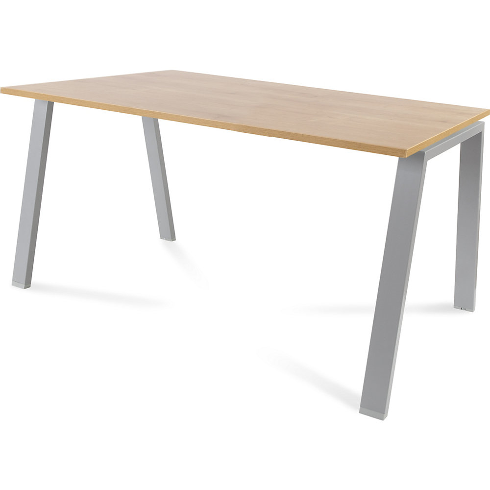 Bureau BLANCA, hoogte 740 mm, A-vormig frame, b x d = 1400 x 800 mm, eikenhoutdecor / grijs