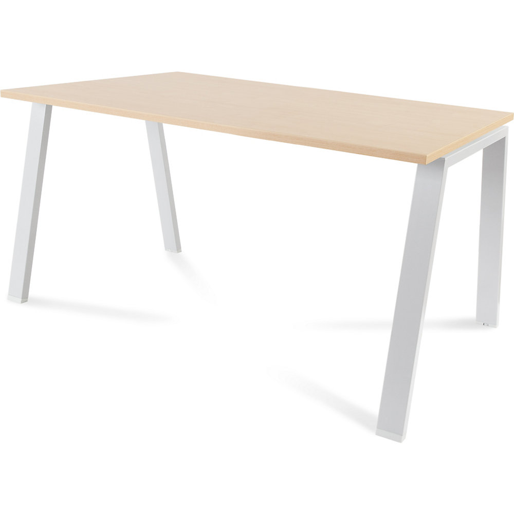 Bureau BLANCA, hoogte 740 mm, A-vormig frame, b x d = 1400 x 800 mm, beukenhoutdecor / wit