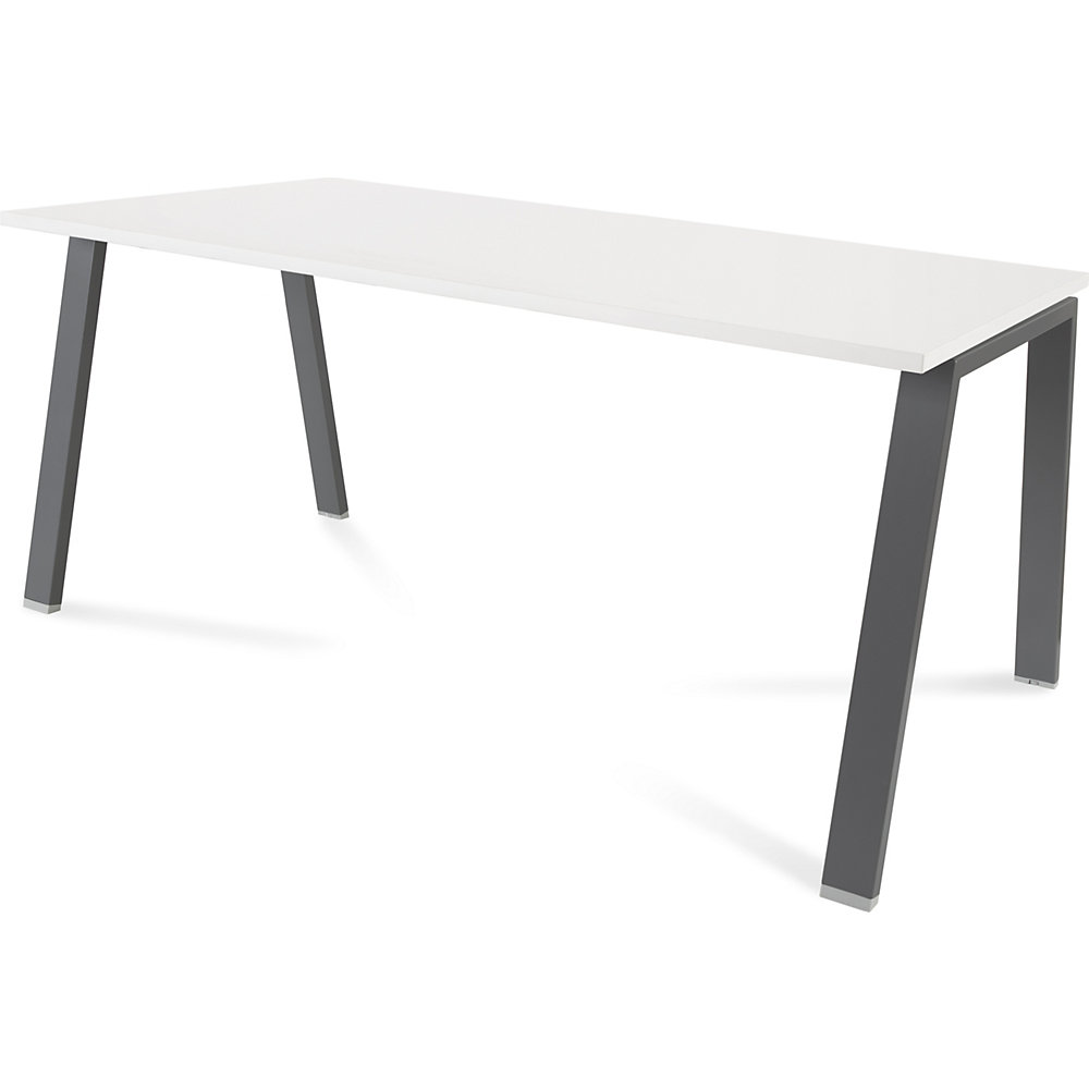 Bureau BLANCA, hoogte 740 mm, A-vormig frame, b x d = 1600 x 800 mm, wit / antraciet