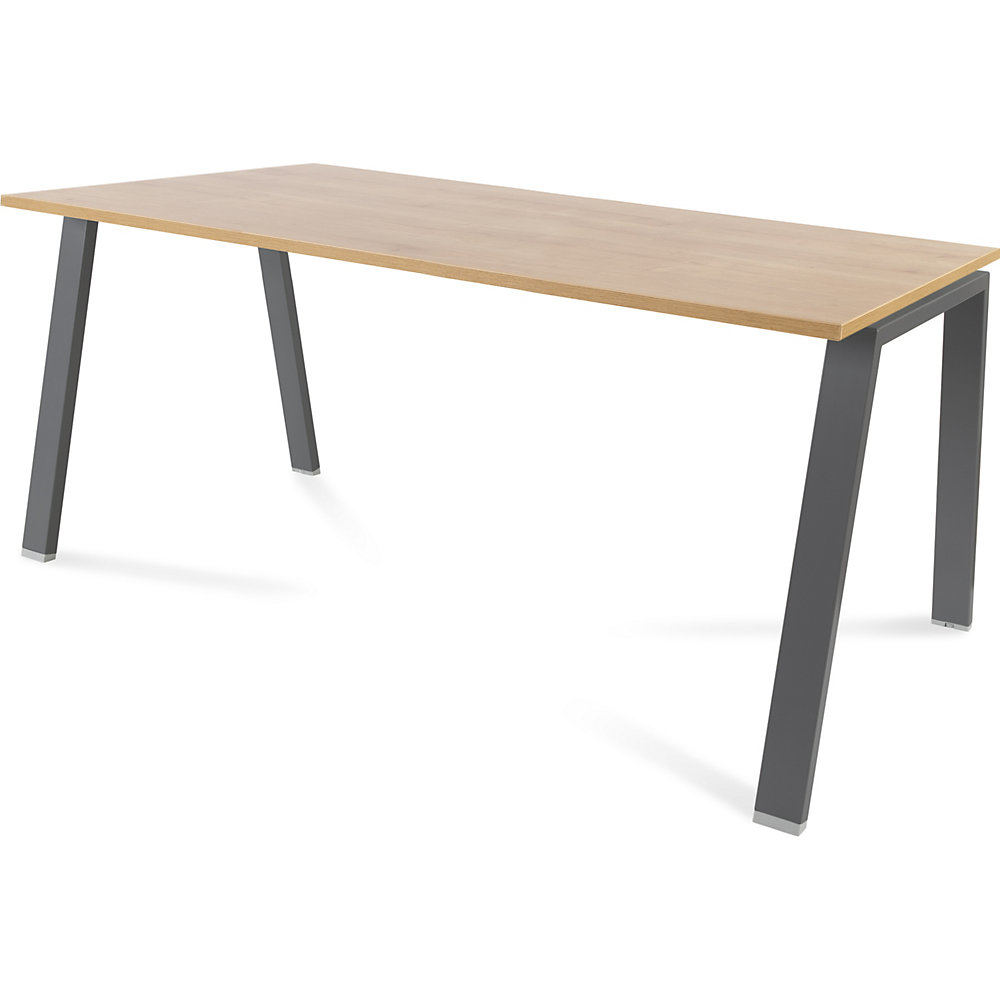 Bureau BLANCA, hoogte 740 mm, A-vormig frame, b x d = 1600 x 800 mm, eikenhoutdecor / antraciet