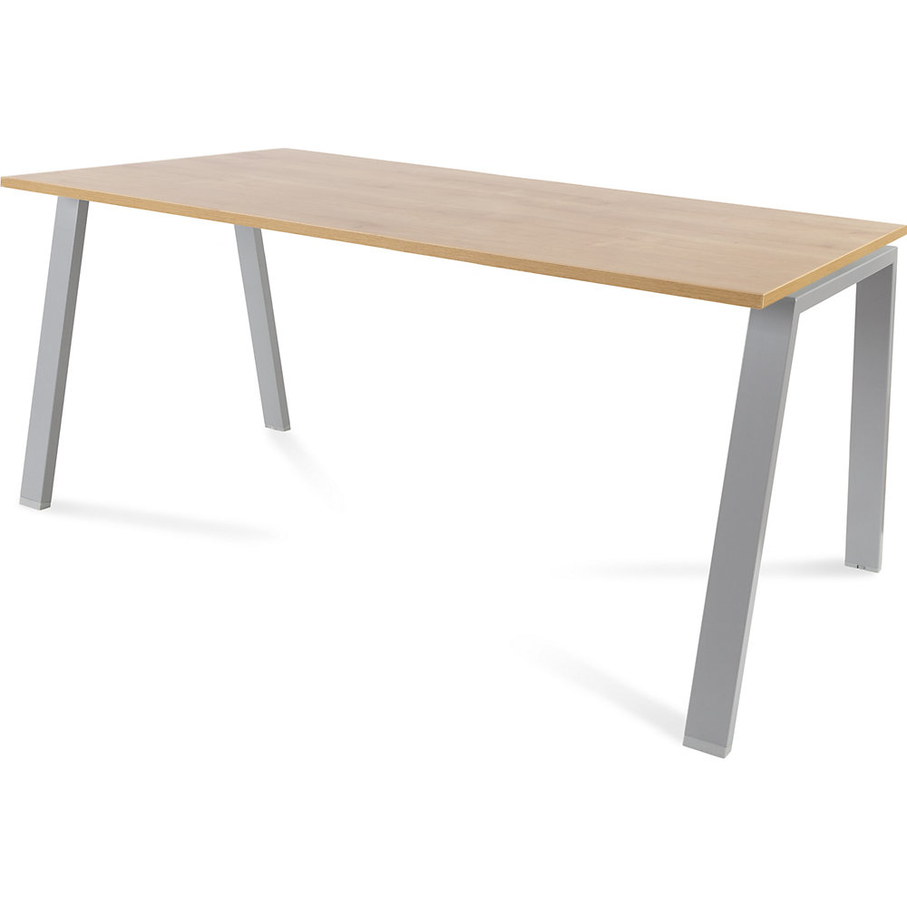 Bureau BLANCA, hoogte 740 mm, A-vormig frame, b x d = 1600 x 800 mm, eikenhoutdecor / grijs