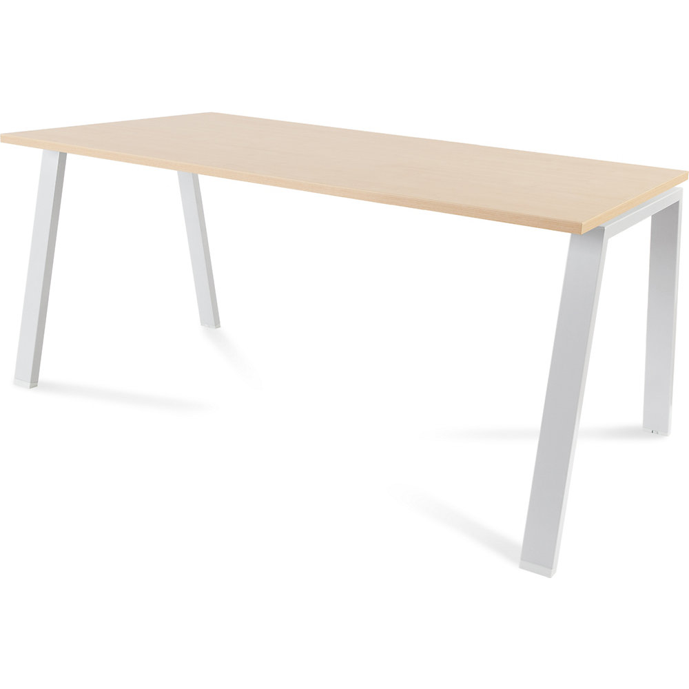 Bureau BLANCA, hoogte 740 mm, A-vormig frame, b x d = 1600 x 800 mm, beukenhoutdecor / wit