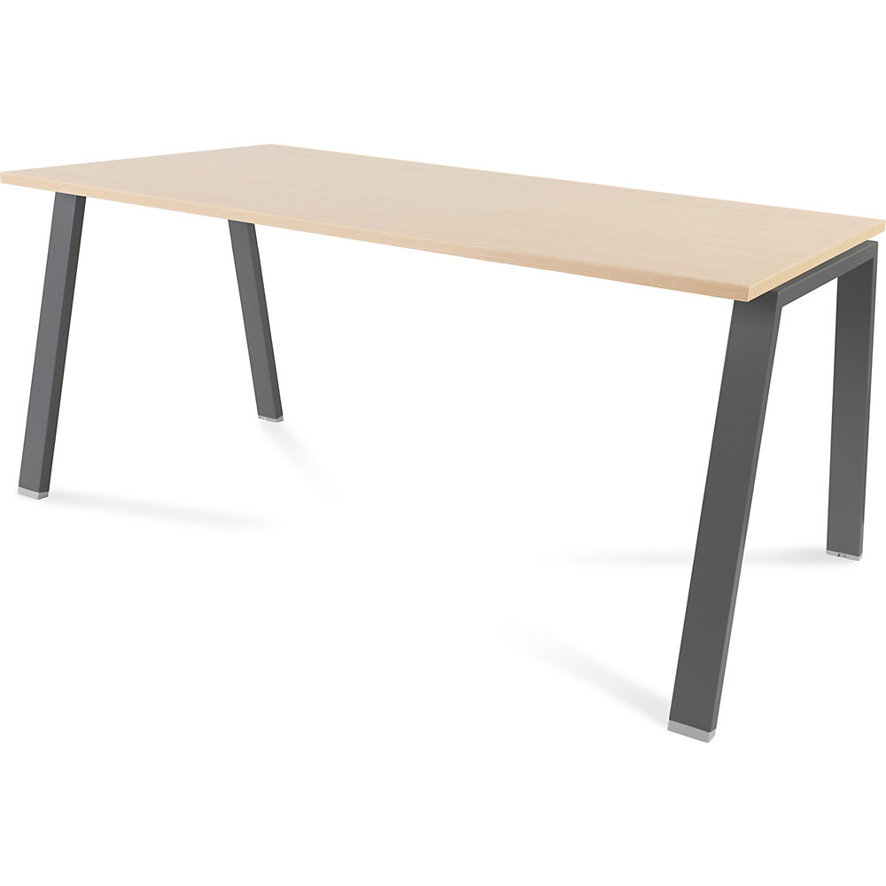 Bureau BLANCA, hoogte 740 mm, A-vormig frame, b x d =1600 x 800 mm, beukenhoutdecor / antraciet