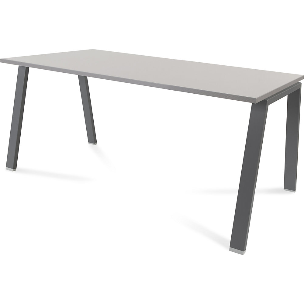 Bureau BLANCA, hoogte 740 mm, A-vormig frame, b x d = 1600 x 800 mm, grijs / antraciet