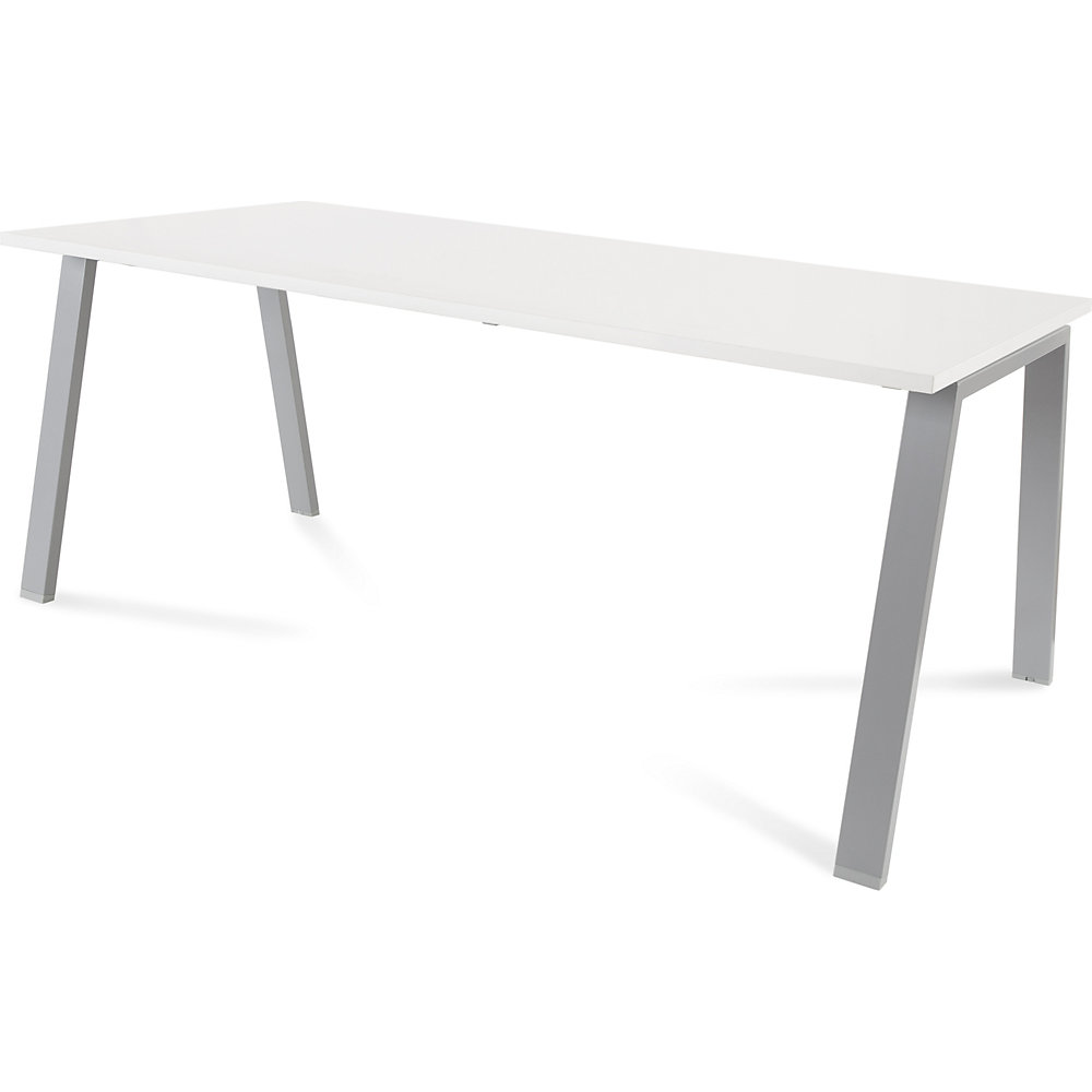 Bureau BLANCA, hoogte 740 mm, A-vormig frame, b x d = 1800 x 800 mm, wit / grijs