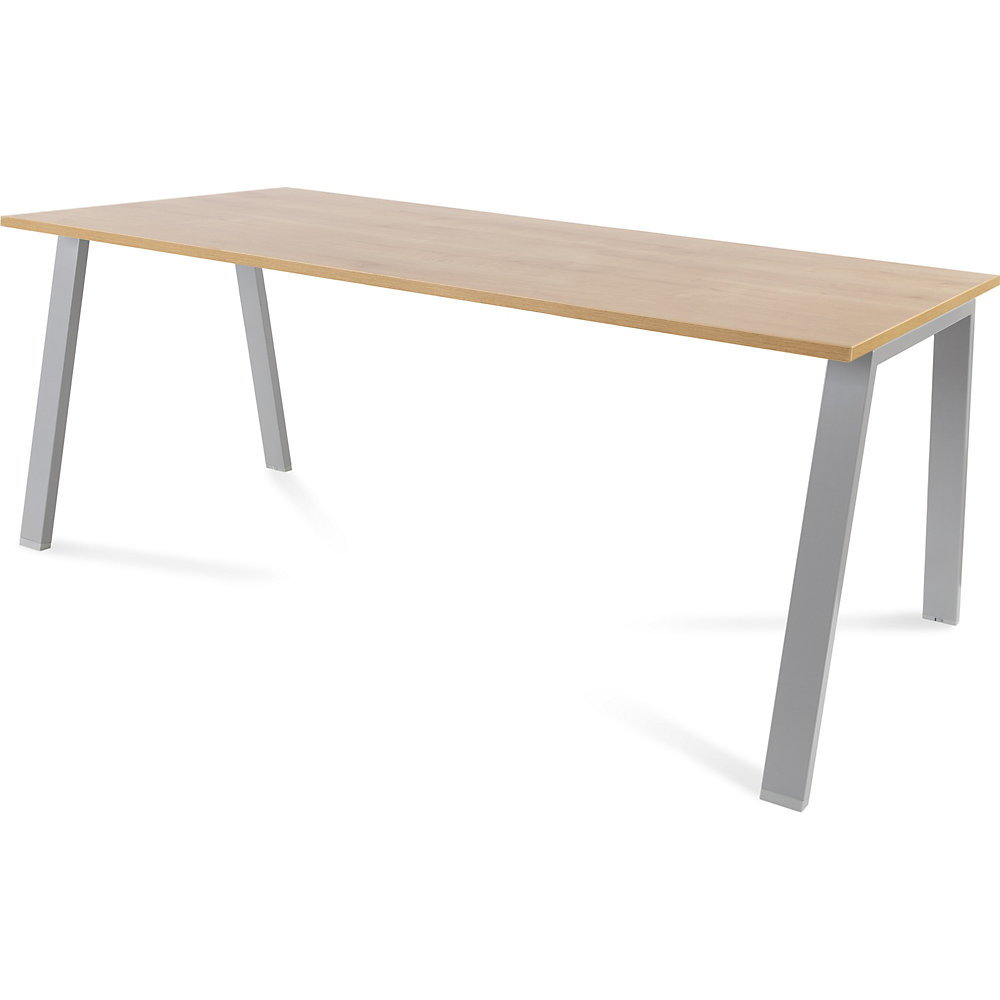Bureau BLANCA, hoogte 740 mm, A-vormig frame, b x d = 1800 x 800 mm, eikenhoutdecor / grijs