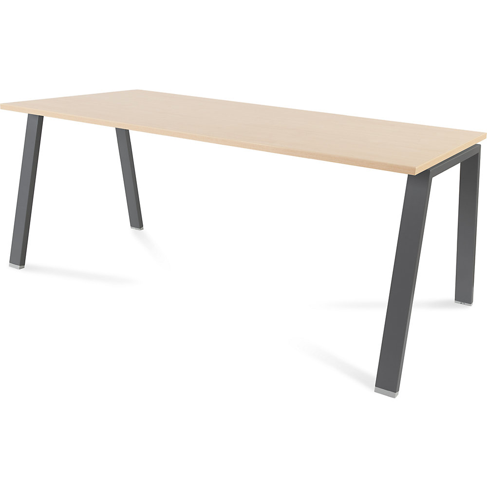 Bureau BLANCA, hoogte 740 mm, A-vormig frame, b x d =1800 x 800 mm, beukenhoutdecor / antraciet