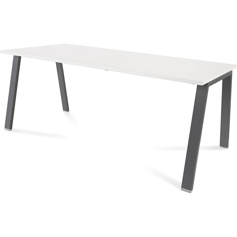 Bureau BLANCA, hoogte 740 mm, A-vormig frame, b x d = 1800 x 800 mm, wit / antraciet