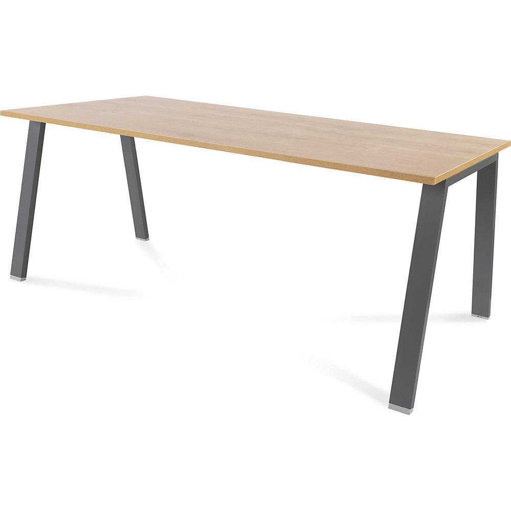 Bureau BLANCA, hoogte 740 mm, A-vormig frame, b x d = 1800 x 800 mm, eikenhoutdecor / antraciet