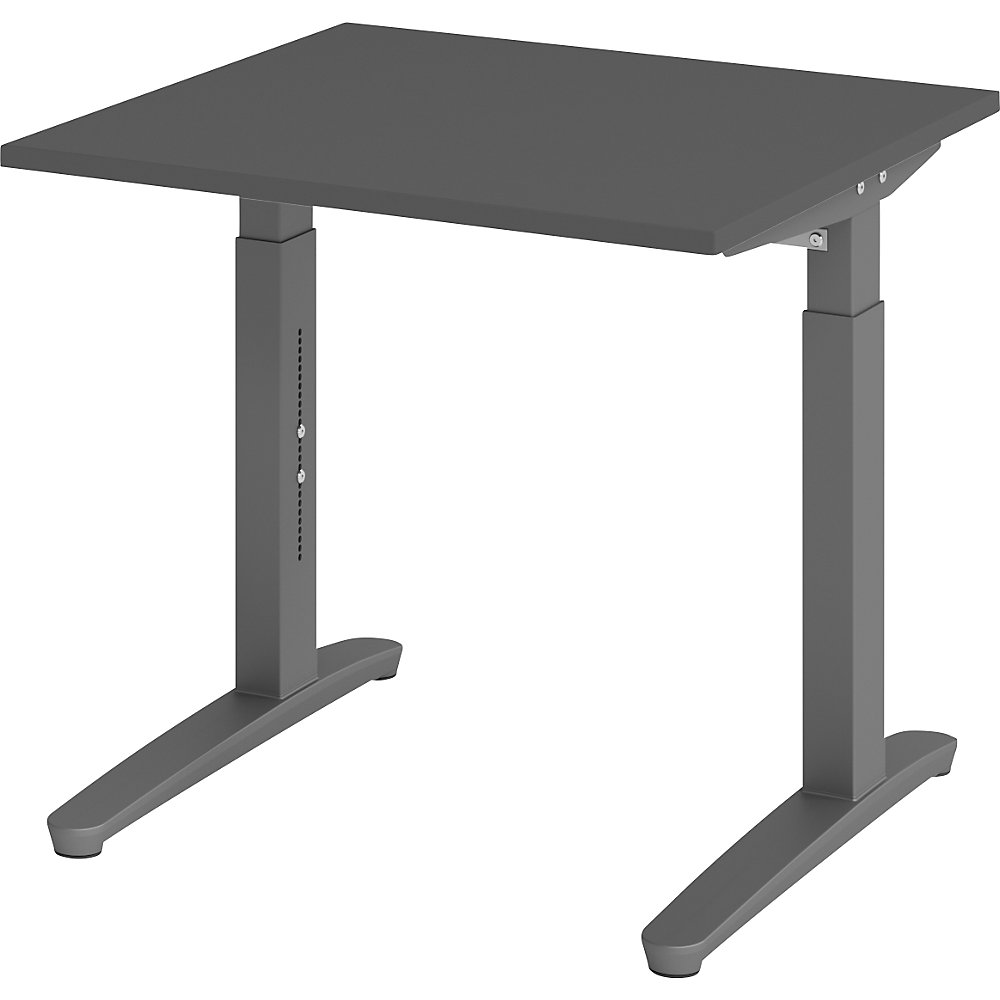 Eurokraft pro ANNY - Bureautafel met C-vormig onderstel, in hoogte verstelbaar 650 - 850 mm, breedte 800 mm, grafiet / grafiet