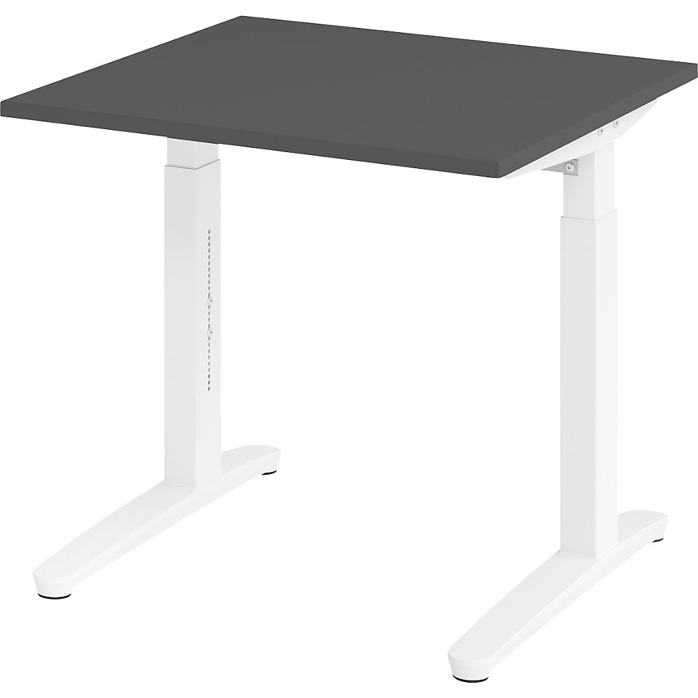 Eurokraft pro ANNY - Bureautafel met C-vormig onderstel, in hoogte verstelbaar 650 - 850 mm, breedte 800 mm, grafiet / wit