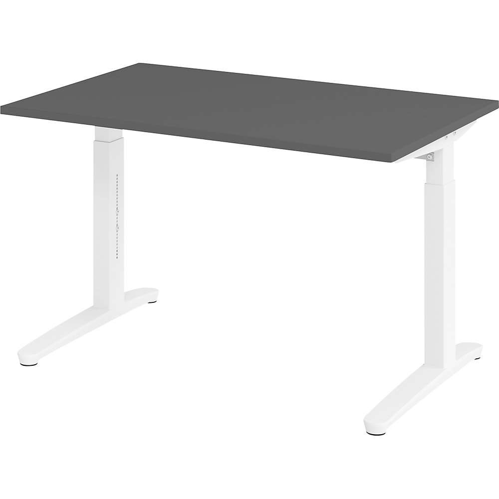 Eurokraft pro ANNY - Bureautafel met C-vormig onderstel, in hoogte verstelbaar 650 - 850 mm, breedte 1200 mm, grafiet / wit