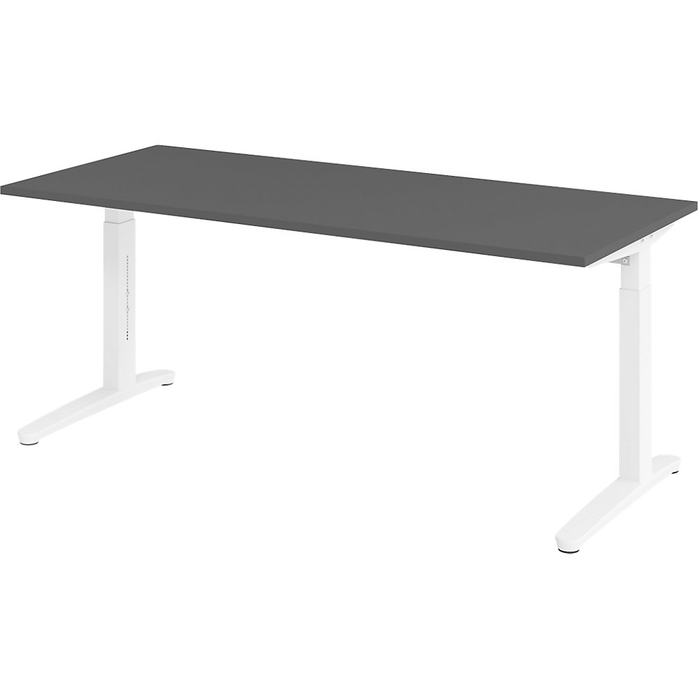Eurokraft pro ANNY - Bureautafel met C-vormig onderstel, in hoogte verstelbaar 650 - 850 mm, breedte 1800 mm, grafiet / wit