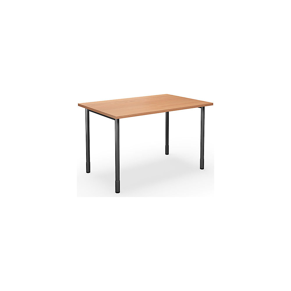 Multifunctionele tafel DUO-C, recht blad, h x d = 700 - 800 x 800 mm, breedte 1200 mm, beukenhout, zwart
