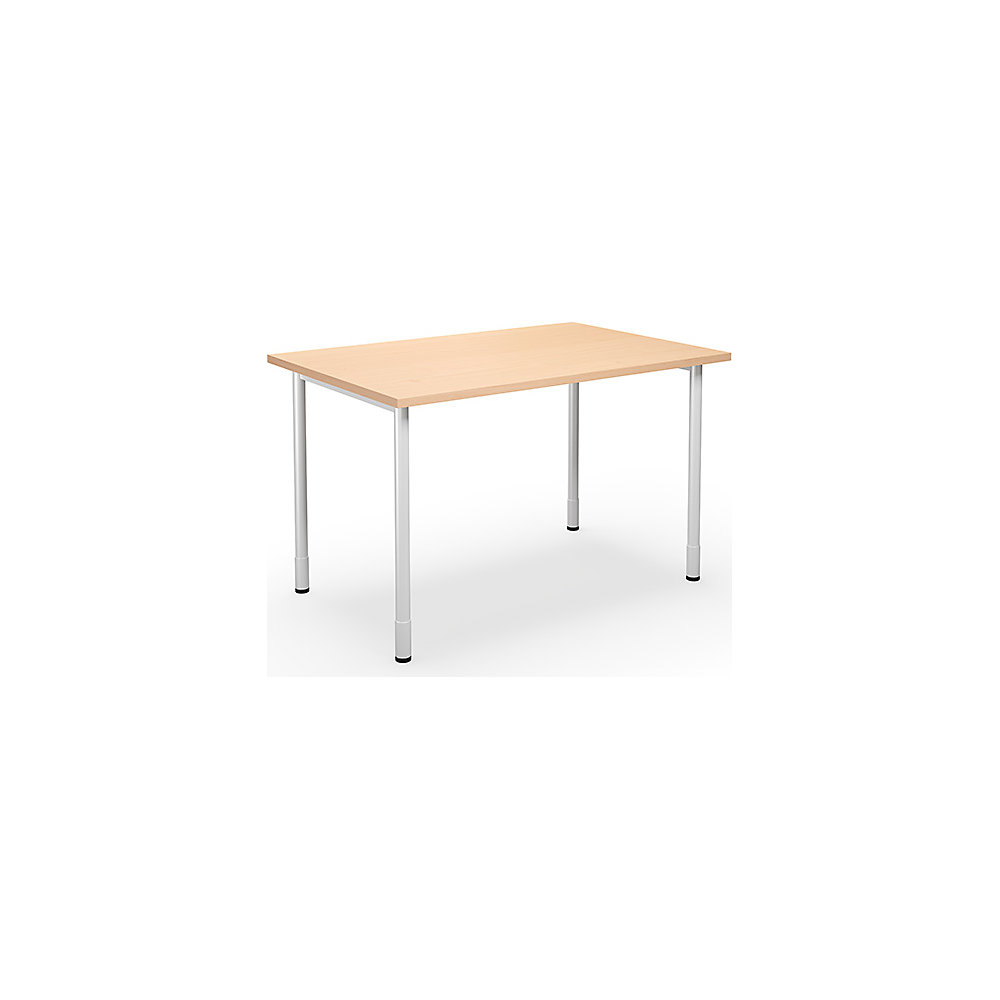 Multifunctionele tafel DUO-C, recht blad, h x d = 700 - 800 x 800 mm, breedte 1200 mm, berkenhout, wit