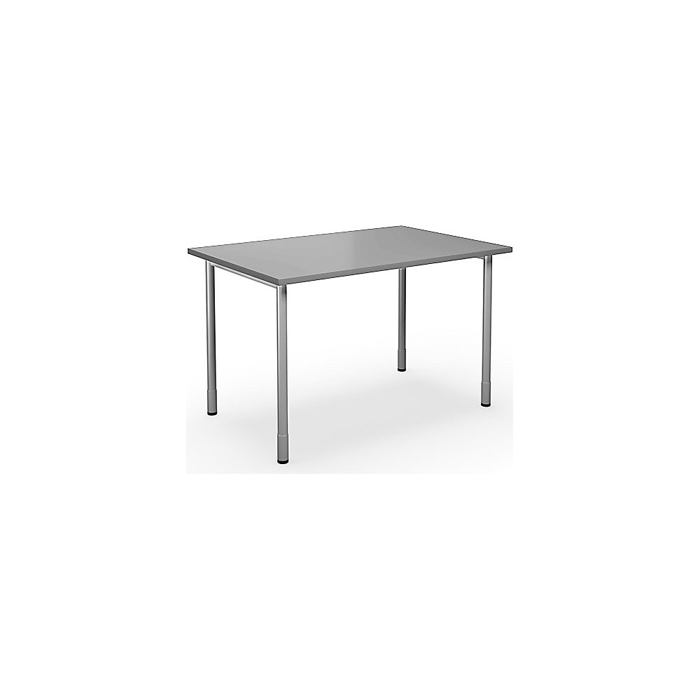 Multifunctionele tafel DUO-C, recht blad, h x d = 700 - 800 x 800 mm, breedte 1200 mm, lichtgrijs, zilverkleurig