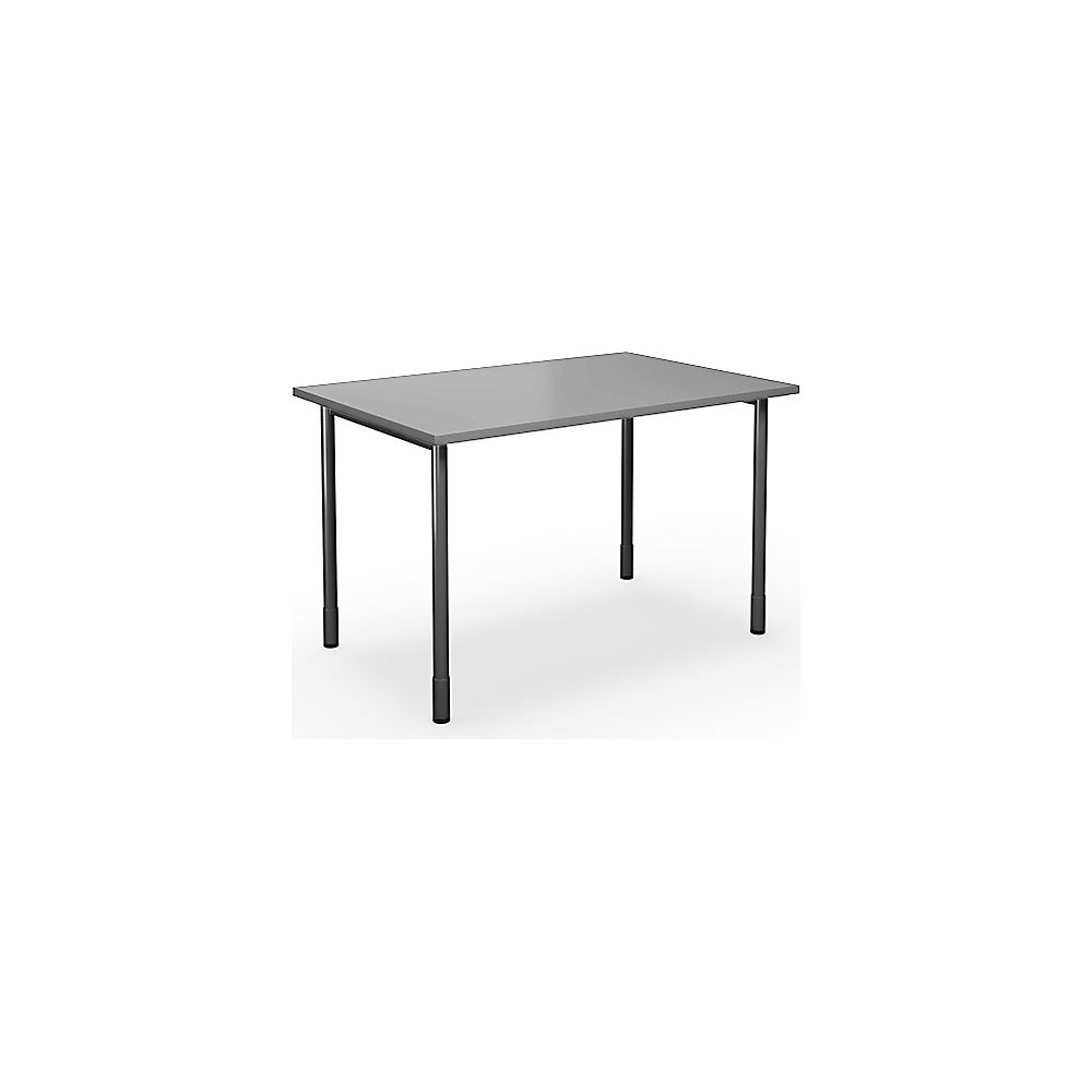 Multifunctionele tafel DUO-C, recht blad, h x d = 700 - 800 x 800 mm, breedte 1200 mm, lichtgrijs, zwart
