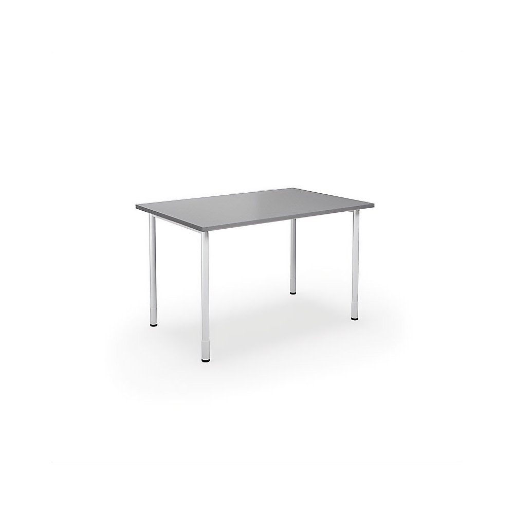 Multifunctionele tafel DUO-C, recht blad, h x d = 700 - 800 x 800 mm, breedte 1200 mm, lichtgrijs, wit