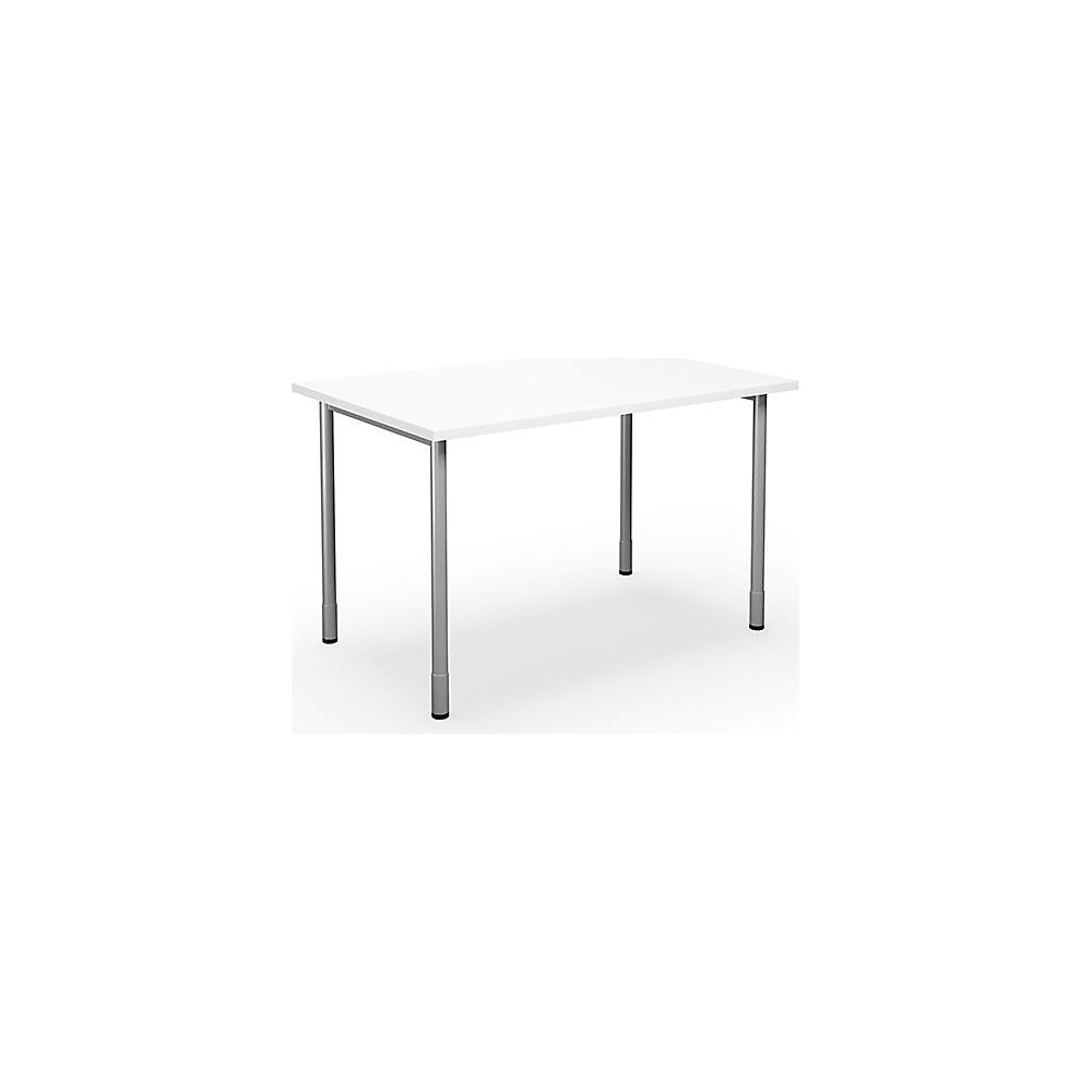 Multifunctionele tafel DUO-C, recht blad, h x d = 700 - 800 x 800 mm, breedte 1200 mm, wit, zilverkleurig